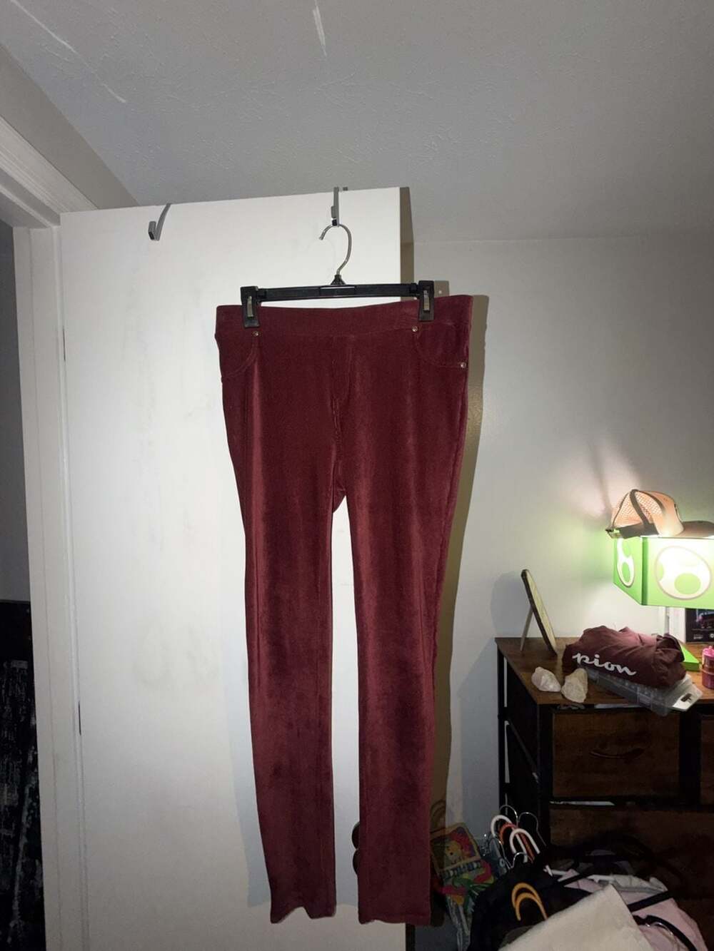 Just be... Women's Velvet Corduroy Stretch Leggings Burgundy